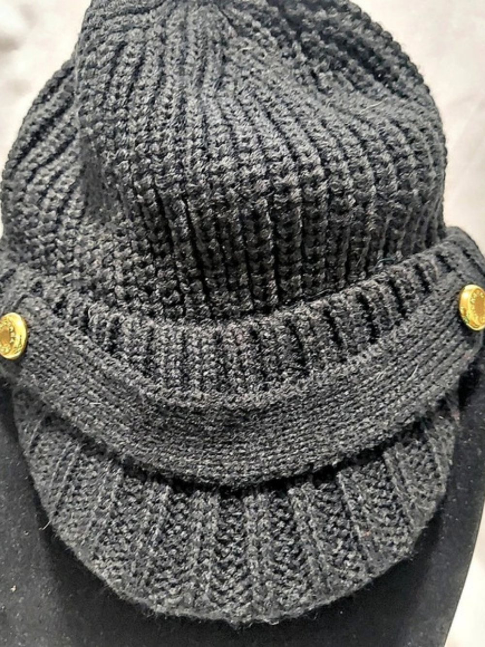 Michael Kors Knit Newsboy Cap in Black
